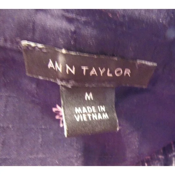 Womens Ann Taylor Short Sleeve Boho Pullover Top Black Floral Size Medium - Picture 3 of 3